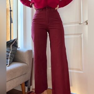 MM Lafleur Burgundy Wide-Leg Pants